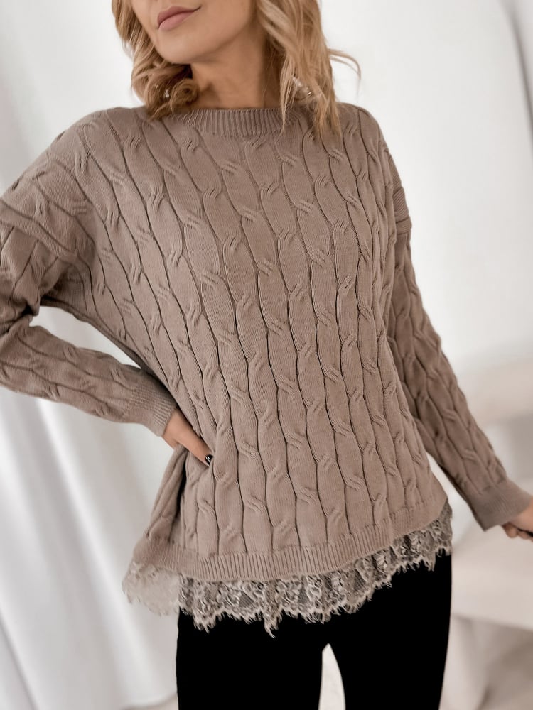 SWETER MORITZ CIEMNOBEŻOWY