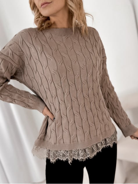 SWETER MORITZ CIEMNOBEŻOWY