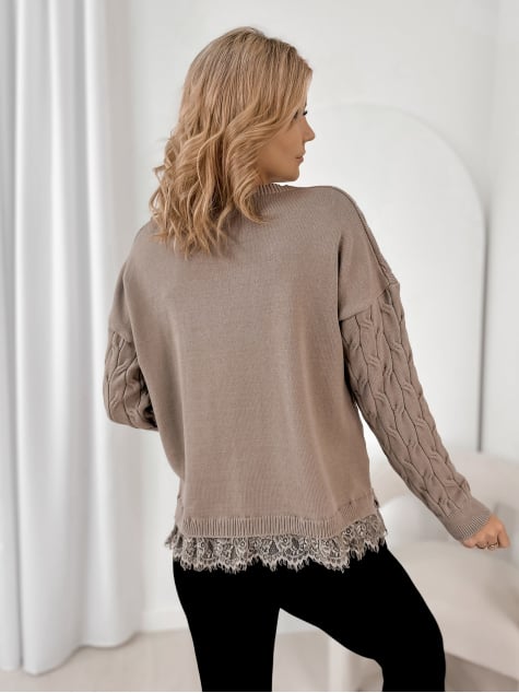 SWETER MORITZ CIEMNOBEŻOWY