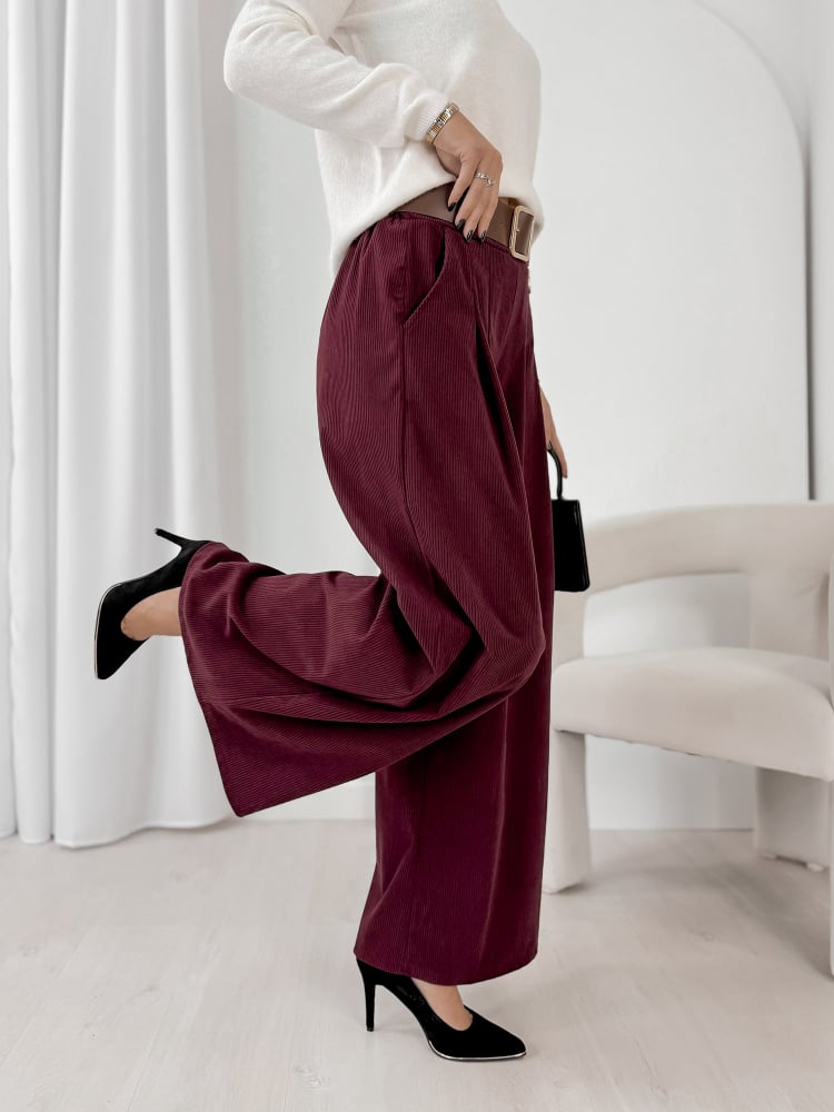 SPODNIE SZTRUKSOWE RODNEY BORDOWE