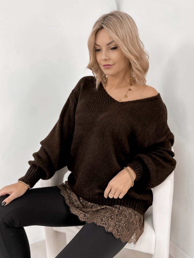 SWETER SUCRE BRĄZOWY