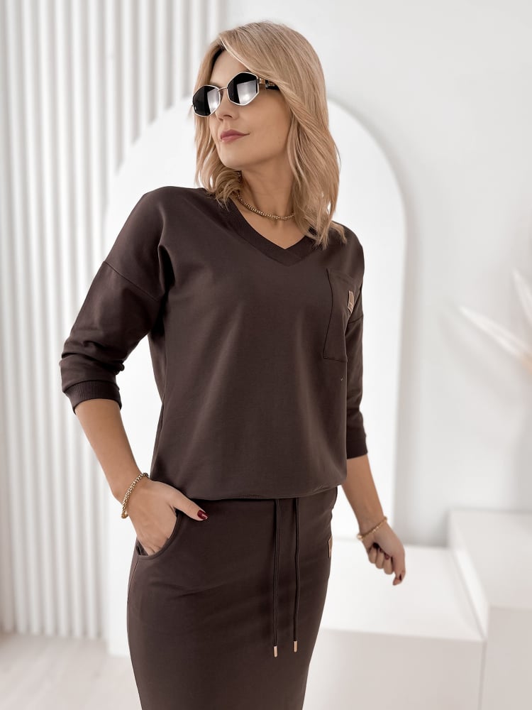 KOMPLET RACHEL CIEMNOBRĄZOWY