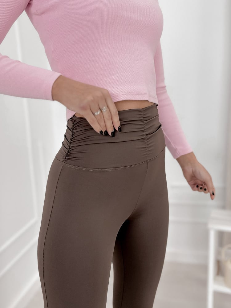 LEGGINSY KHALO CIEMNOBRĄZOWE