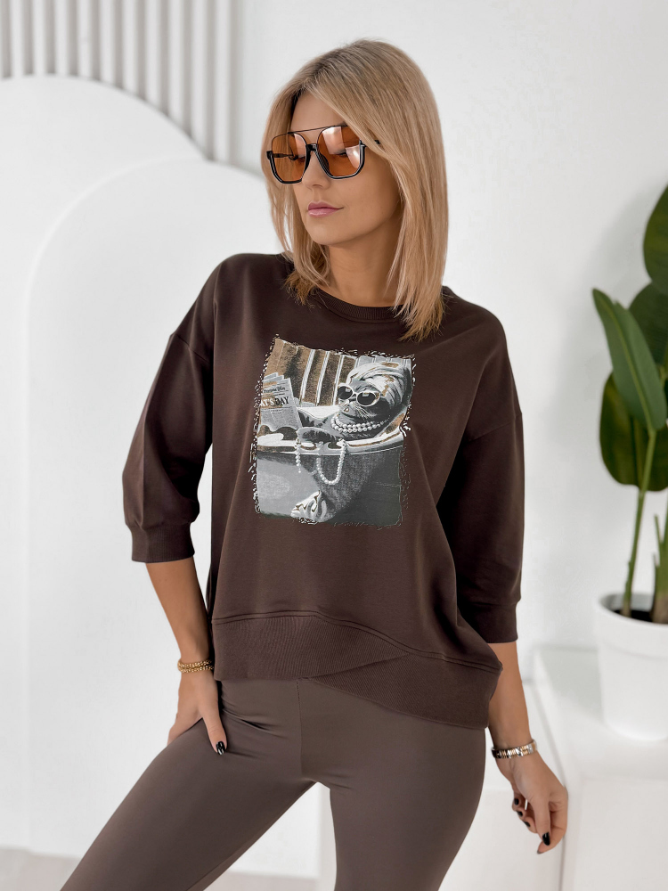 BLUZKA MELISANDRE CIEMNOBRĄZOWA