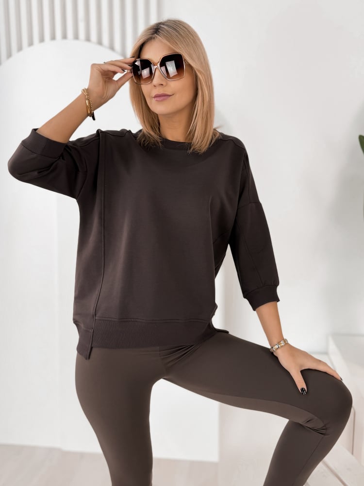 BLUZKA LORRAINE CIEMNOBRĄZOWA