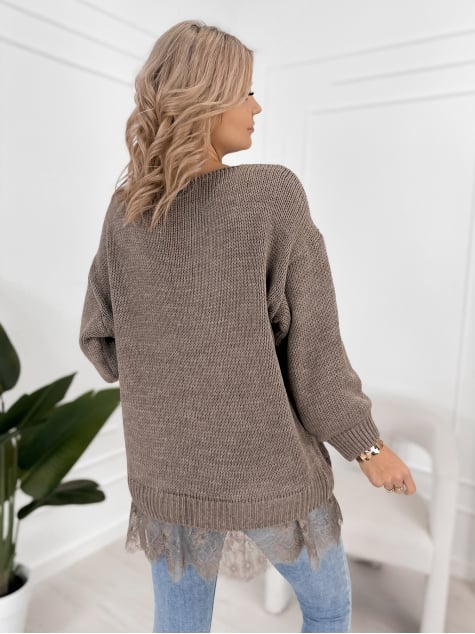 SWETER LENOX CIEMNOBEŻOWY