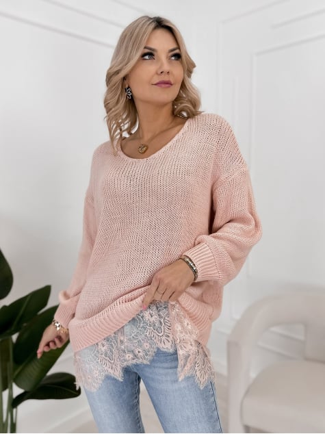 SWETER LENOX PUDROWY RÓŻ