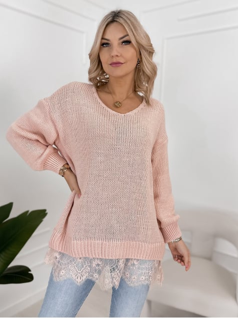 SWETER LENOX PUDROWY RÓŻ