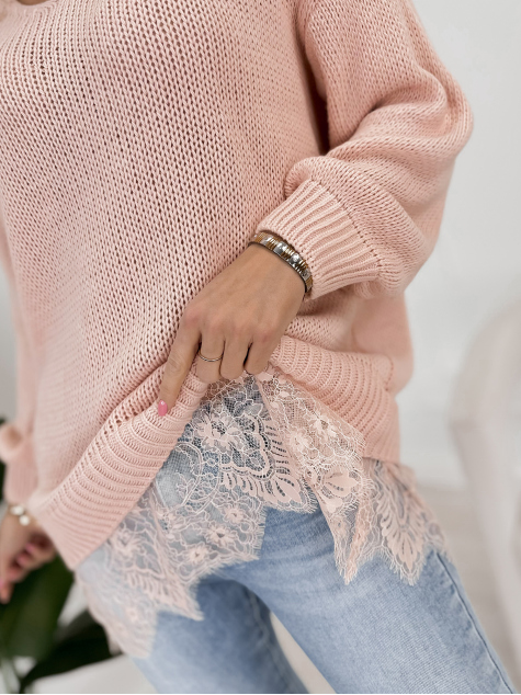 SWETER LENOX PUDROWY RÓŻ