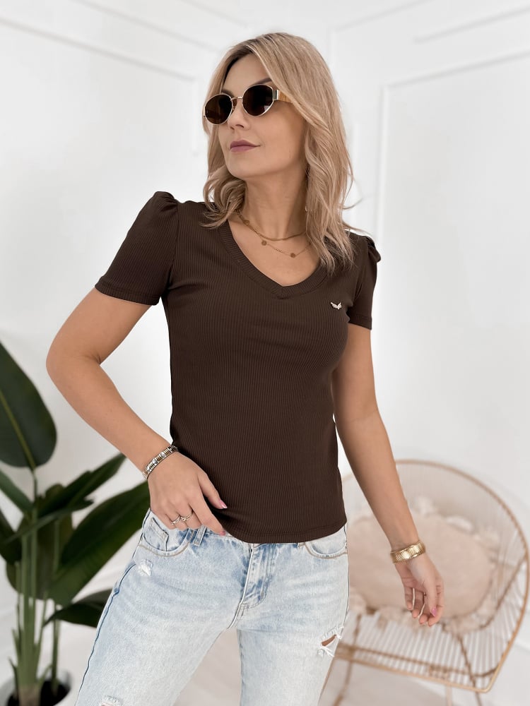 BLUZKA LOISEL CIEMNOBRĄZOWA