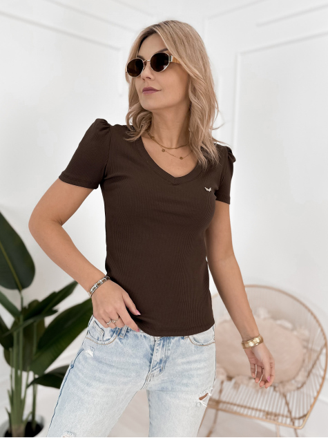 BLUZKA LOISEL CIEMNOBRĄZOWA