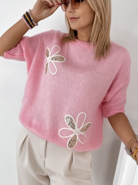 SWETER PARKER JASNORÓŻOWY