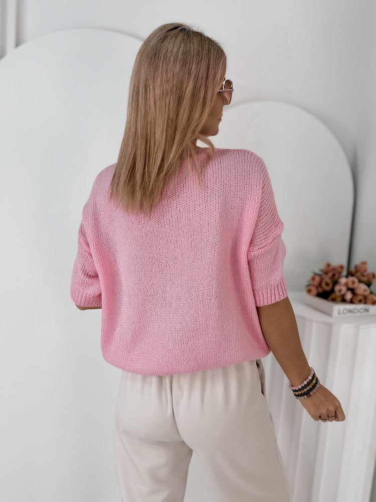 SWETER PARKER JASNORÓŻOWY