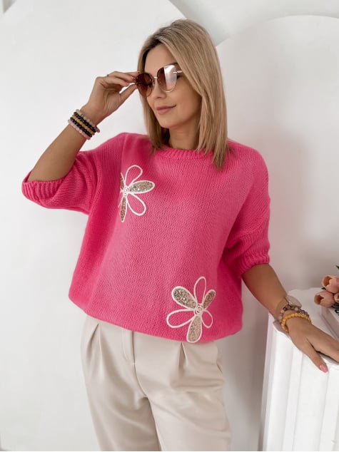 SWETER PARKER RÓŻOWY