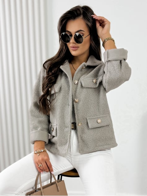 KURTKA BOUCLE XAVIA CIEMNOBEŻOWA