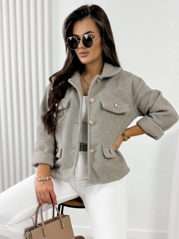 KURTKA BOUCLE XAVIA CIEMNOBEŻOWA