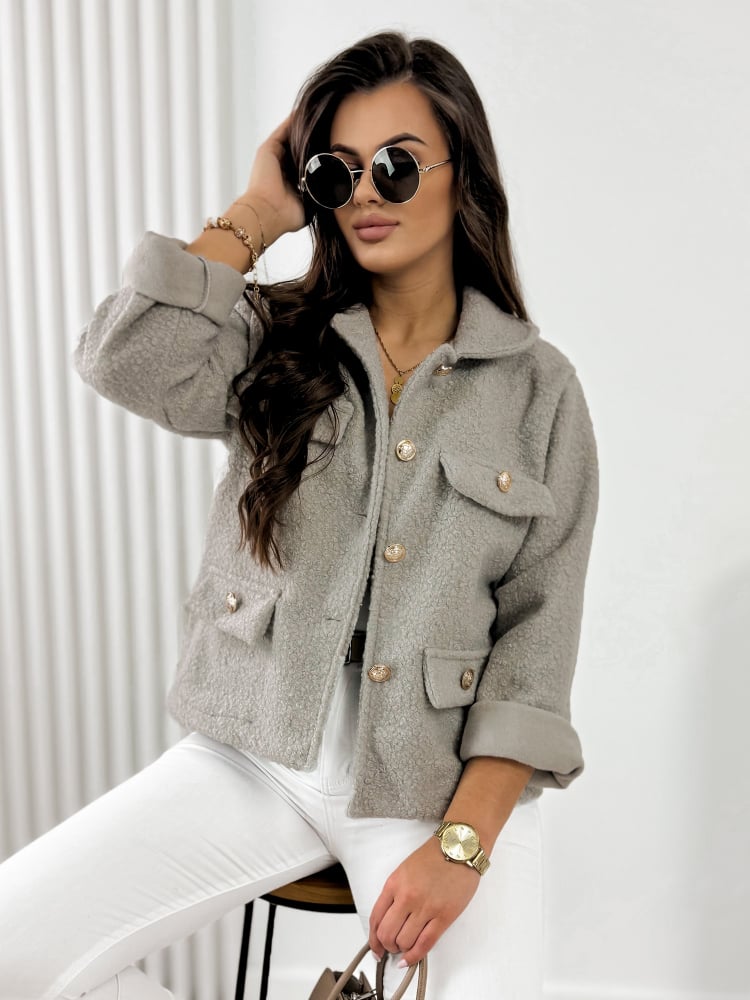 KURTKA BOUCLE XAVIA CIEMNOBEŻOWA