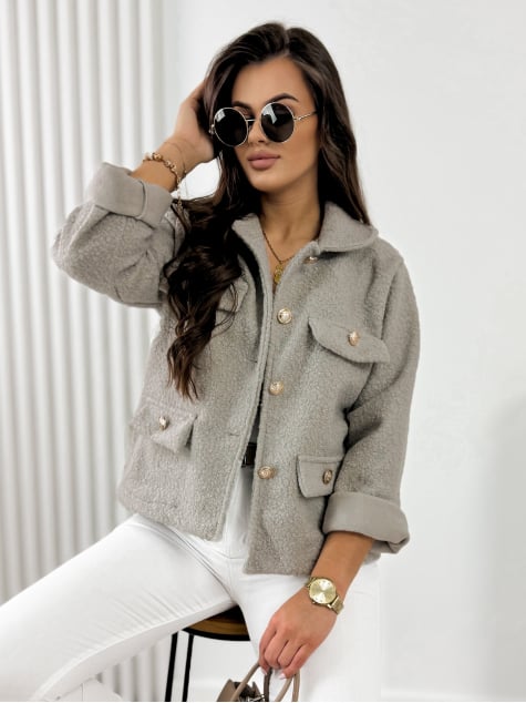 KURTKA BOUCLE XAVIA CIEMNOBEŻOWA