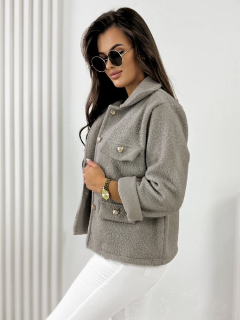 KURTKA BOUCLE XAVIA CIEMNOBEŻOWA