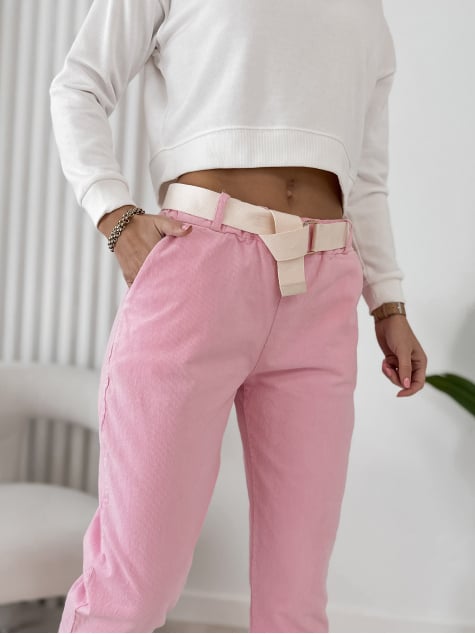 SPODNIE SZTRUKSOWE ADDISON JASNORÓŻOWE