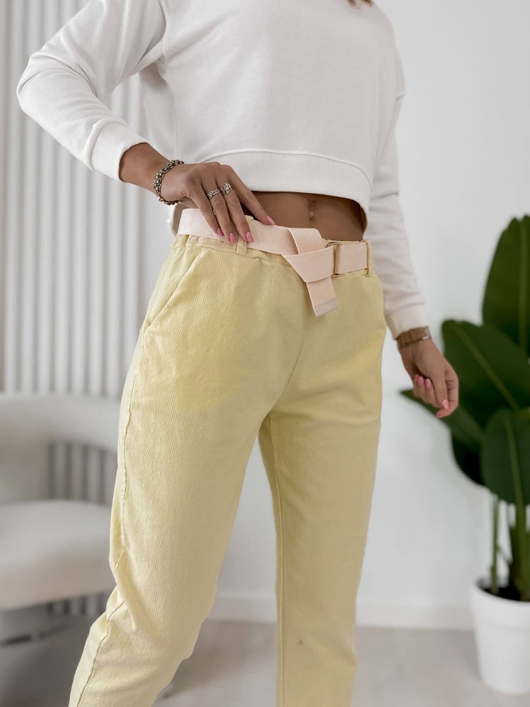 SPODNIE SZTRUKSOWE ADDISON ŻÓŁTE