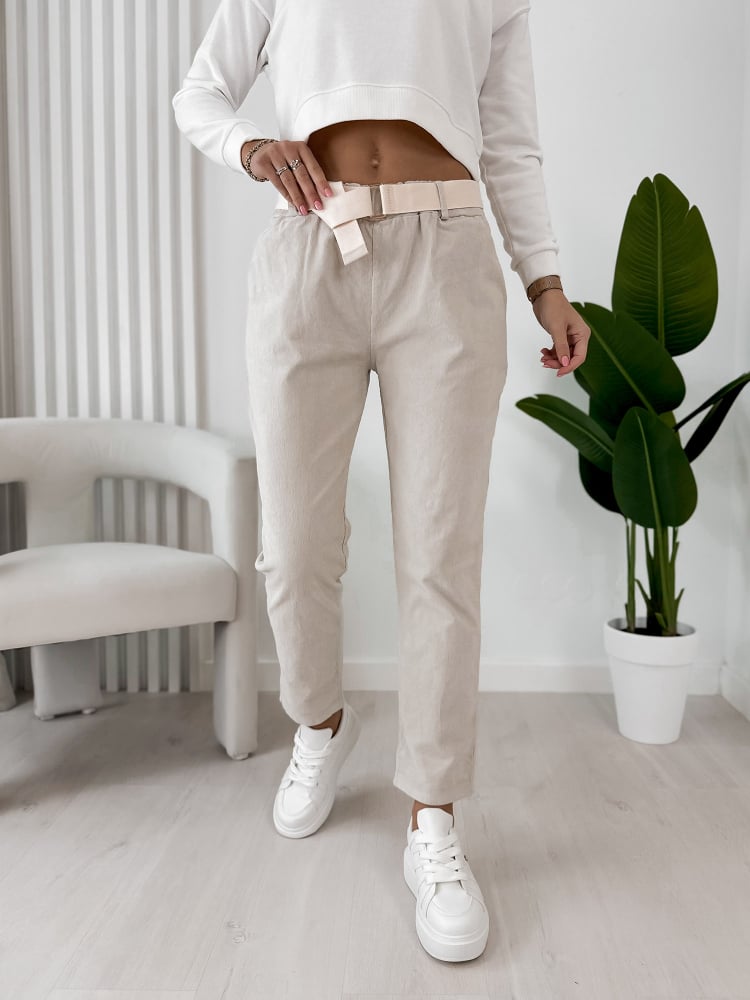 SPODNIE SZTRUKSOWE ADDISON BEŻOWE