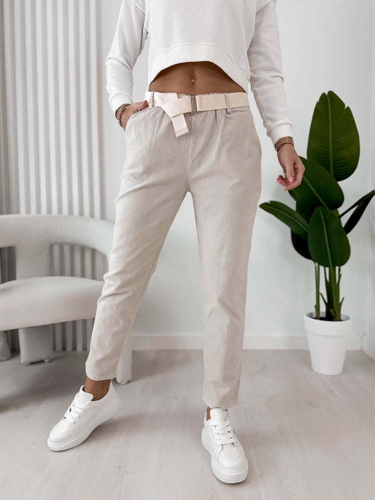 SPODNIE SZTRUKSOWE ADDISON BEŻOWE