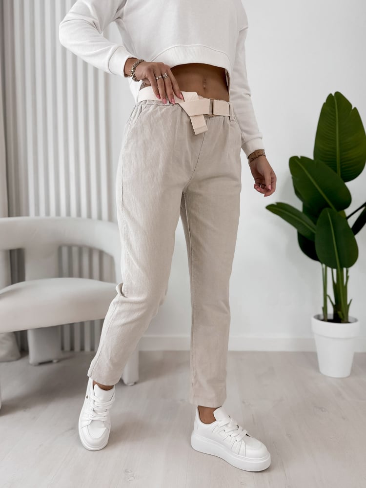 SPODNIE SZTRUKSOWE ADDISON BEŻOWE