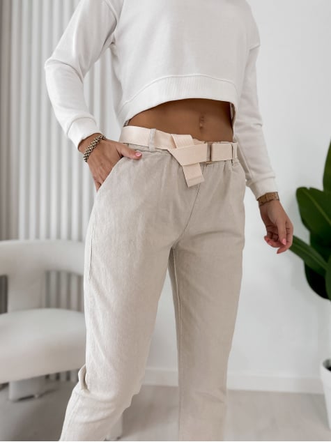 SPODNIE SZTRUKSOWE ADDISON BEŻOWE