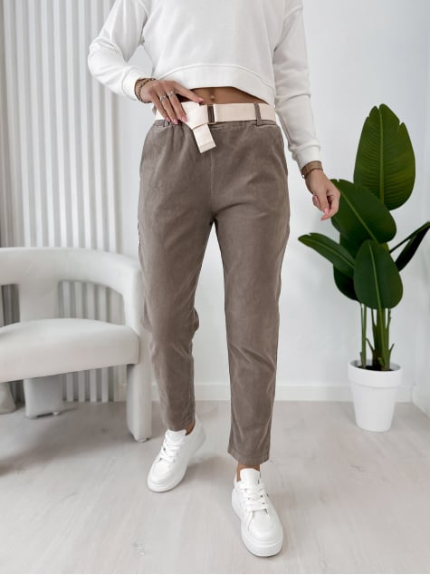 SPODNIE SZTRUKSOWE ADDISON CIEMNOBEŻOWE