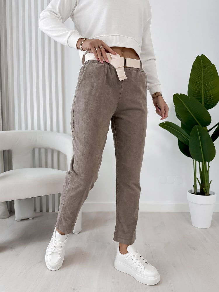 SPODNIE SZTRUKSOWE ADDISON CIEMNOBEŻOWE