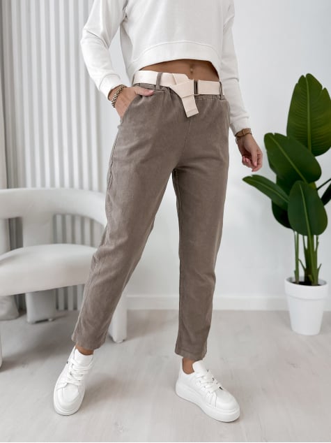 SPODNIE SZTRUKSOWE ADDISON CIEMNOBEŻOWE