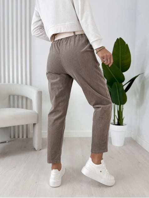 SPODNIE SZTRUKSOWE ADDISON CIEMNOBEŻOWE