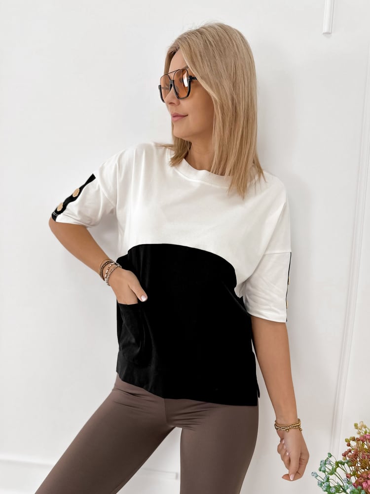 BLUZKA ROSALINDE ECRU-CZARNA