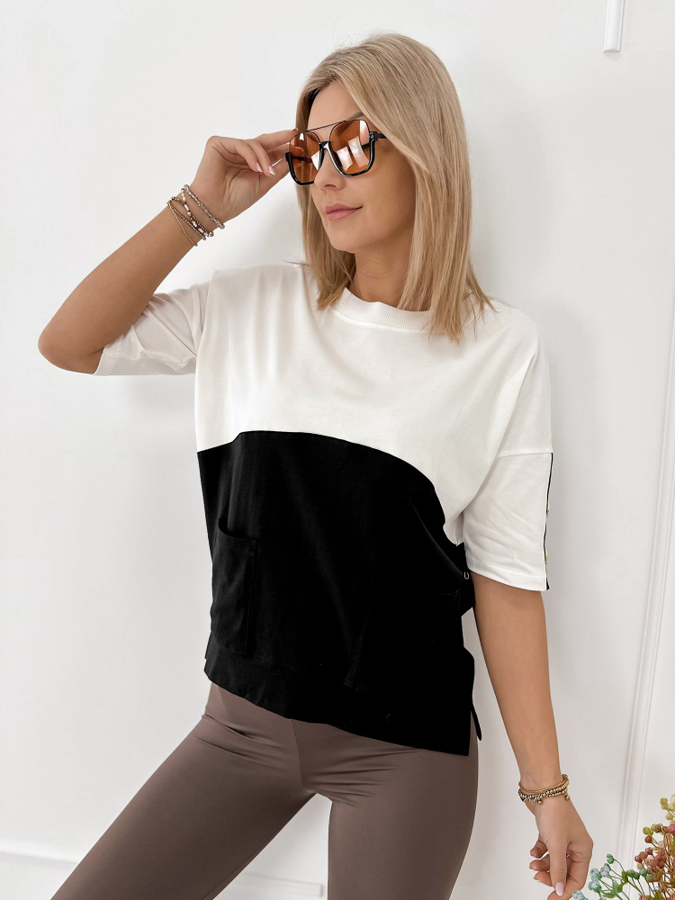 BLUZKA ROSALINDE ECRU-CZARNA