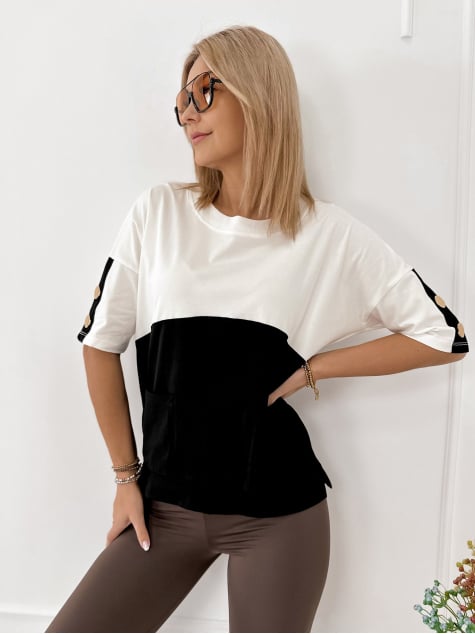 BLUZKA ROSALINDE ECRU-CZARNA