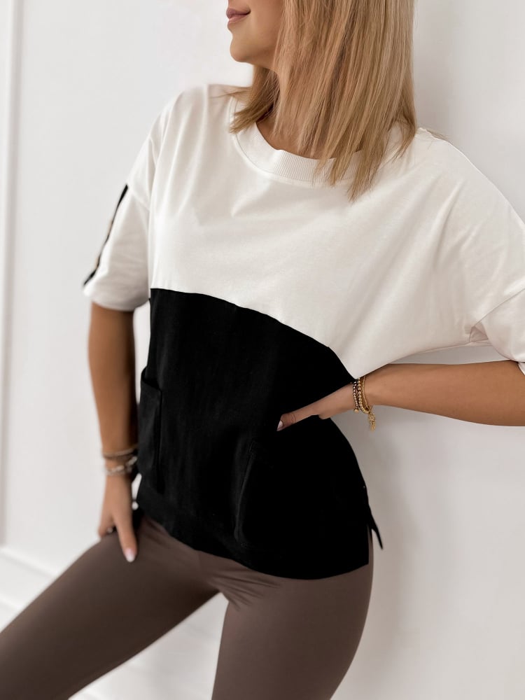 BLUZKA ROSALINDE ECRU-CZARNA