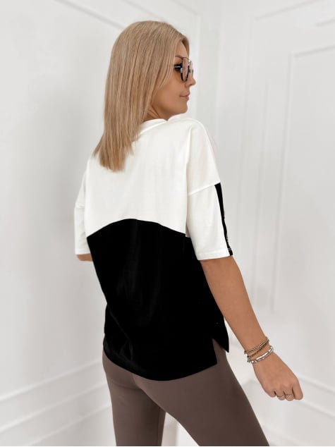 BLUZKA ROSALINDE ECRU-CZARNA