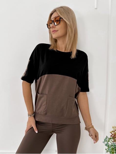 BLUZKA ROSALINDE CZARNO-BRĄZOWA