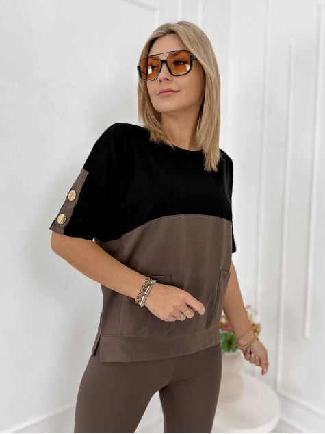 BLUZKA ROSALINDE CZARNO-BRĄZOWA