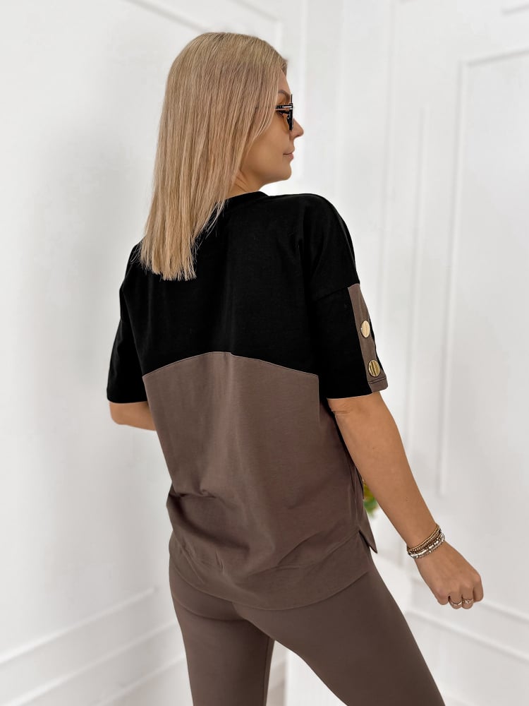 BLUZKA ROSALINDE CZARNO-BRĄZOWA