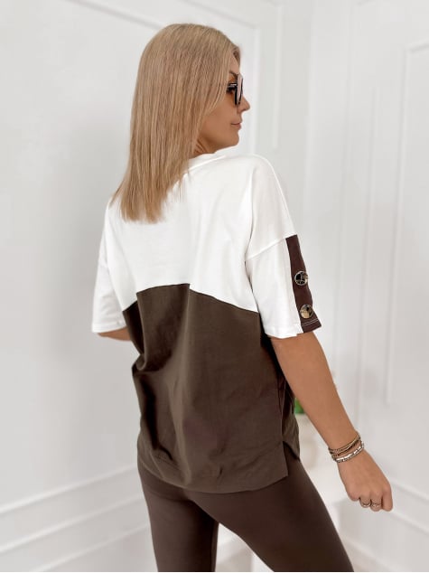 BLUZKA ROSALINDE ECRU-BRĄZOWA