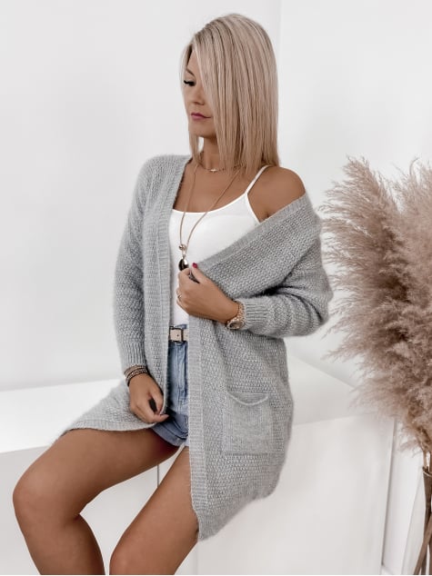KARDIGAN COZY SZARY