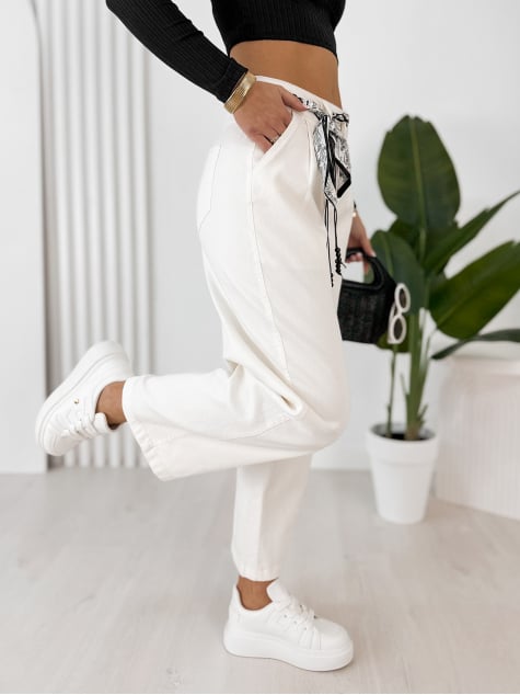 SPODNIE DELANEY ECRU