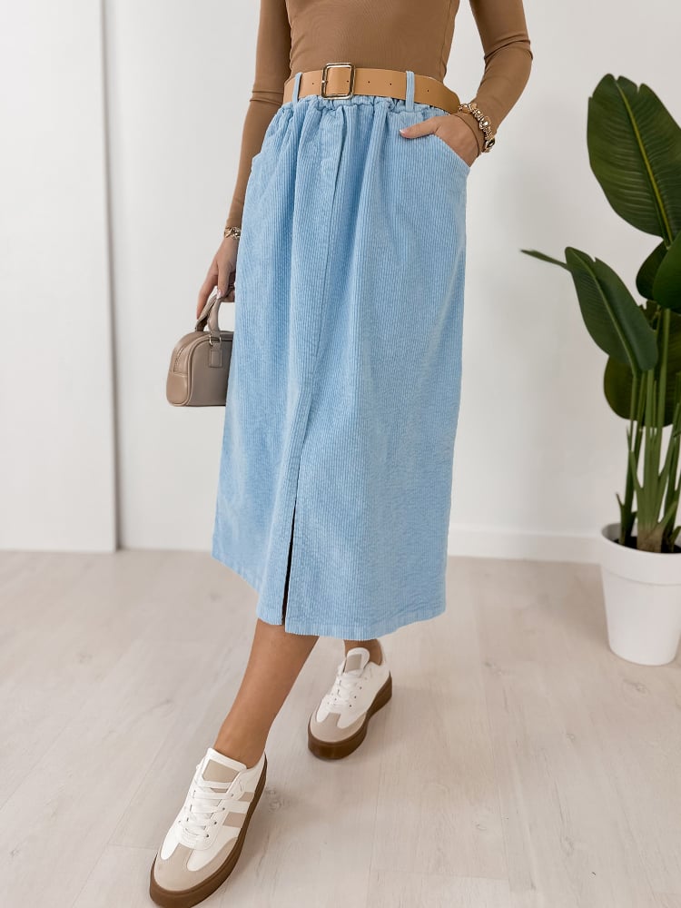 SPÓDNICA SZTRUKSOWA TIBES BŁĘKITNA