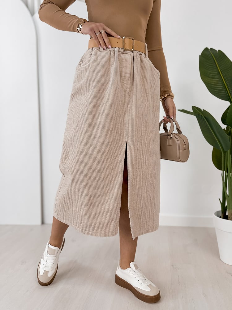 SPÓDNICA SZTRUKSOWA TIBES BEŻOWA