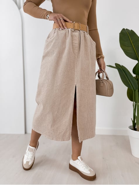 SPÓDNICA SZTRUKSOWA TIBES BEŻOWA