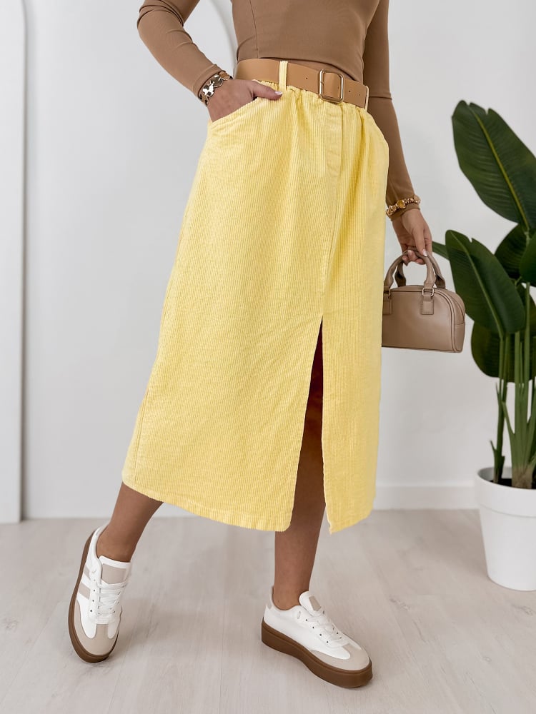 SPÓDNICA SZTRUKSOWA TIBES ŻÓŁTA