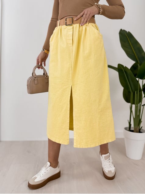 SPÓDNICA SZTRUKSOWA TIBES ŻÓŁTA