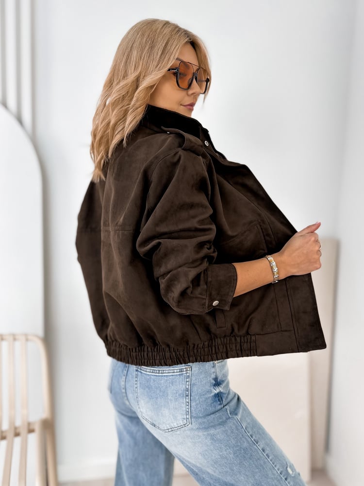 KURTKA ZAMSZOWA CARMEN CIEMNOBRĄZOWA